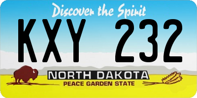 ND license plate KXY232