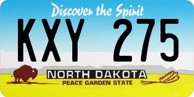 ND license plate KXY275