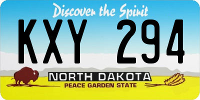 ND license plate KXY294