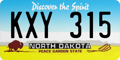 ND license plate KXY315