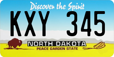 ND license plate KXY345