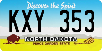 ND license plate KXY353
