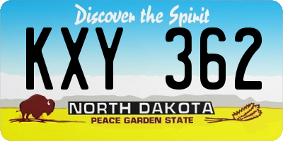 ND license plate KXY362