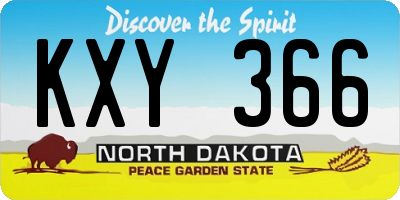 ND license plate KXY366