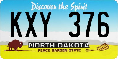 ND license plate KXY376