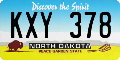 ND license plate KXY378