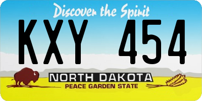 ND license plate KXY454