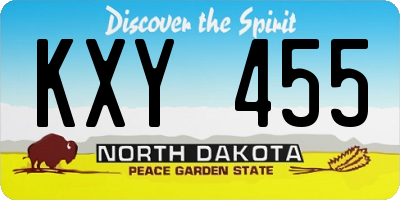 ND license plate KXY455