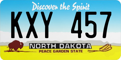 ND license plate KXY457
