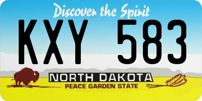 ND license plate KXY583