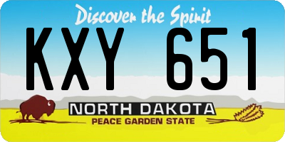 ND license plate KXY651