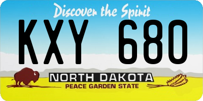 ND license plate KXY680