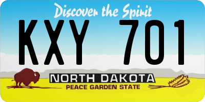 ND license plate KXY701