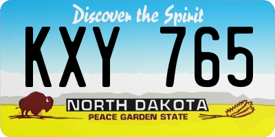ND license plate KXY765