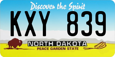ND license plate KXY839