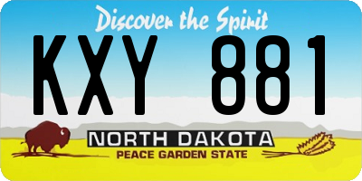 ND license plate KXY881