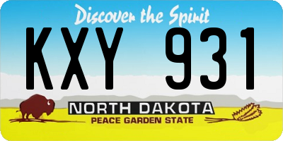 ND license plate KXY931