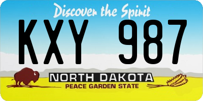 ND license plate KXY987