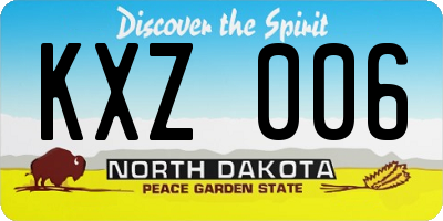 ND license plate KXZ006