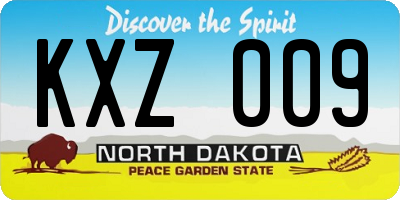 ND license plate KXZ009