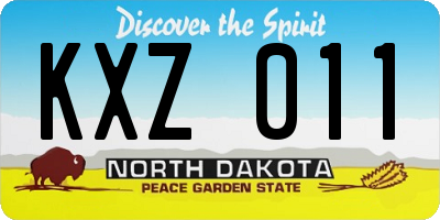 ND license plate KXZ011