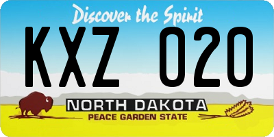 ND license plate KXZ020
