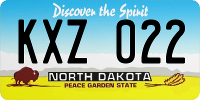 ND license plate KXZ022