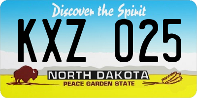 ND license plate KXZ025