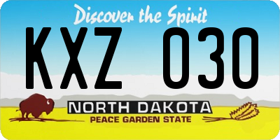 ND license plate KXZ030