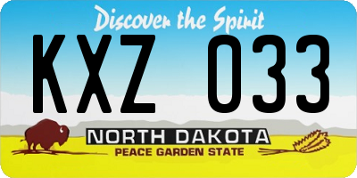 ND license plate KXZ033
