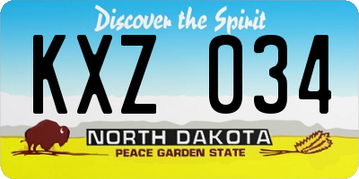 ND license plate KXZ034