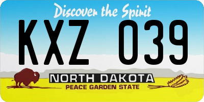 ND license plate KXZ039