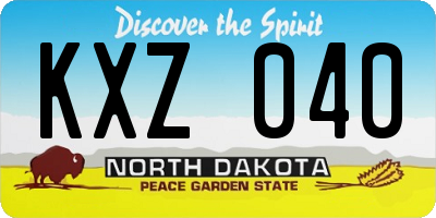 ND license plate KXZ040
