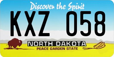 ND license plate KXZ058