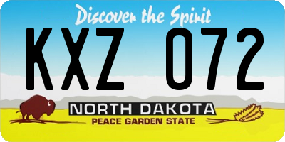 ND license plate KXZ072