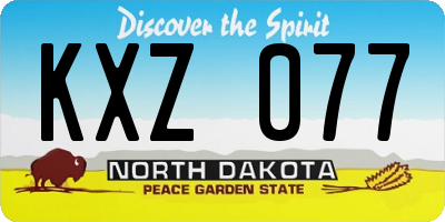 ND license plate KXZ077