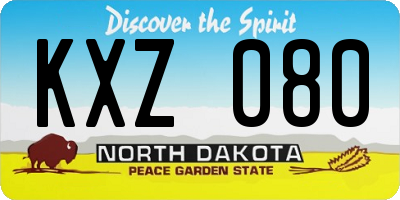 ND license plate KXZ080