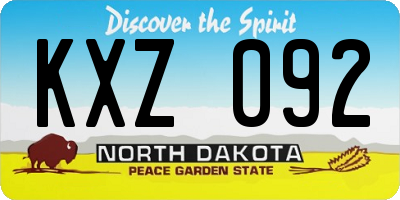 ND license plate KXZ092