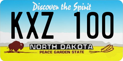 ND license plate KXZ100