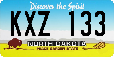 ND license plate KXZ133