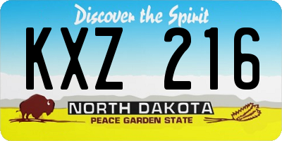 ND license plate KXZ216
