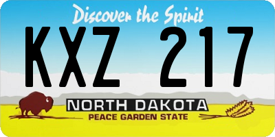 ND license plate KXZ217