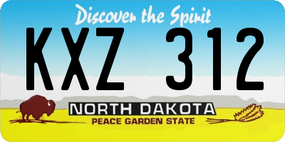 ND license plate KXZ312