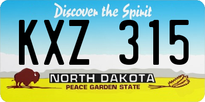 ND license plate KXZ315