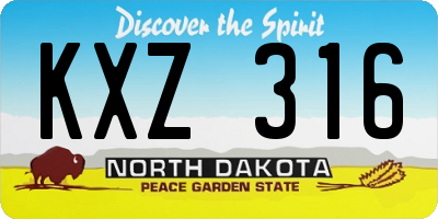 ND license plate KXZ316