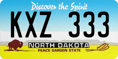 ND license plate KXZ333