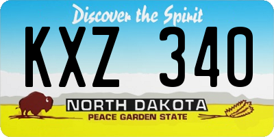 ND license plate KXZ340