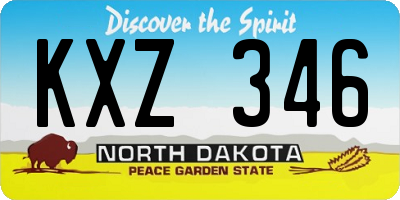 ND license plate KXZ346