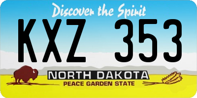 ND license plate KXZ353
