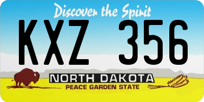 ND license plate KXZ356